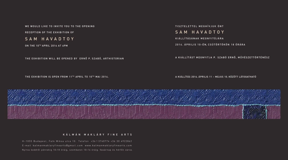 Invitation to Sam Havadtoy s exhibition, 2014 